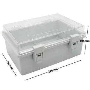 eco-friendly 220x150x105mm IP65 plastic waterproof enclosure distribution box for PCB with clear lid