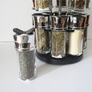 Hộp Đựng Gia Vị Thủy Tinh Với Giá Đỡ Gia Vị Quay Tròn Màu Đen - Product Image 3