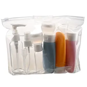 Sıcak satış 11 adet taşınabilir seyahat şartları dağıtıcı kiti pompa-mühürlü duş şampuanı jel göz kremi şişeleri
