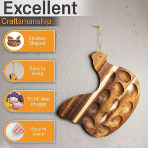 Vente en gros plateau à oeufs farcis, plateau à oeufs farcis en bois 12 trous porte-plateaux planche à charcuterie porte-oeufs de Pâques pour la cuisine - Product Image 2