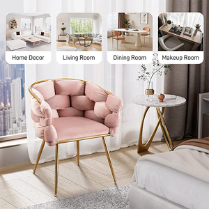 Home Mobiliário Nórdico Maquiagem Manicure Gold Stool Leisure Lounge Arm <span class=keywords><strong>Pink</strong></span> Velvet Fabric Single Sofa <span class=keywords><strong>Chair</strong></span> - Product Image 2