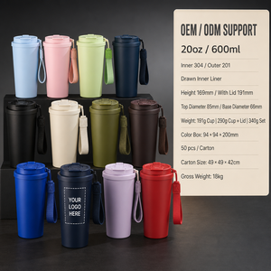Tumbler da Caffè Portatile Multicolore da 20oz 600ml con Cinturino da Polso per Ufficio e Pendolarismo - Product Image 5
