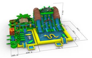 Parc aquatique gonflable sur le thème de la forêt tropicale commerciale pour parc aquatique, <span class=keywords><strong>jungle</strong></span> sauvage, avec toboggan pour enfants et adultes - Product Image 3