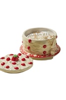 Pot à bougie en céramique en forme de gâteau aux fraises avec couvercle, réutilisable pour la décoration intérieure et les cadeaux