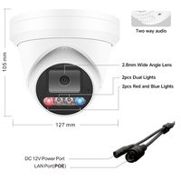 Caméra réseau tourelle IP fixe YCX HK Outdoor 4K 8MP hybride avec lumière couleur rouge et bleue ColorVu