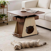 Table basse pliable avec niche pour chat, table d'appoint / table à thé pliable, mobilier double usage pour humains et chats