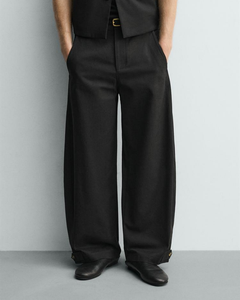 Pantalones <span class=keywords><strong>de</strong></span> <span class=keywords><strong>Vestir</strong></span> para <span class=keywords><strong>Hombre</strong></span>, Diseño Personalizado OEM, Corte Elegante y Relajado, Estilo Retro, Verano, Color Sólido, Pierna Ancha, Cierre con Cremallera, Ajuste en el Bajo, Estilo Urbano, Formal - Product Image 1