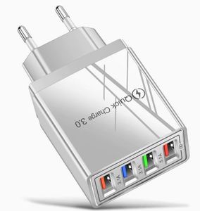 Multi-color Portable <b>Fast</b> <b>Charging</b> <b>Plug</b> QC3.0 4USB 3A for Mobile Phones Apple Tablet Travel Adapter US, EU, UK Wall Charger. - Product Image 4