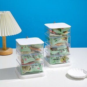 Contenitore per Alimenti <span class=keywords><strong>da</strong></span> <span class=keywords><strong>Scrivania</strong></span> Rotante a 360° Multistrato in Plastica Trasparente per Caramelle, Frutta Secca e Snack - Product Image 2
