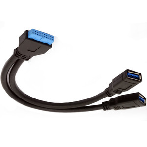 Cable adaptador USB 3.0 de 20 pines a 2x USB 3.0 hembra, cable de cobre de 25 cm para expansión de PC - Product Image 2