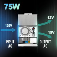Transformadores de Bajo Voltaje para Iluminación de Jardines, 75W, Núcleo Toroidal, Temporizador Mecánico Integrado, 120V CA a 12/15V CA, Certificación ETL