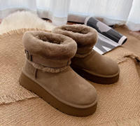 Bottes de randonnée d'hiver chaudes, résistantes à l'usure, imperméables et antidérapantes avec du véritable cuir de mouton et de la laine et un poids de tissu de 500 g