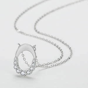 Minimalist S925 Sterling Silver Micro-painted Zircon Oval Pendant <b>Necklace</b> for Women - Product Image 3