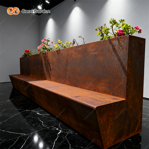 Banc en acier Corten avec jardinière, design paysager moderne, revêtement poudré pour une utilisation extérieure confortable et durable - Product Image 2