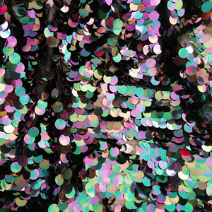 Chất Lượng Cao Pháp Polyester Thêu Căng Long Lanh Váy Cưới Màu Đỏ Đỏ 18Mm Lưới Ren Sequins Vải - Product Image 2