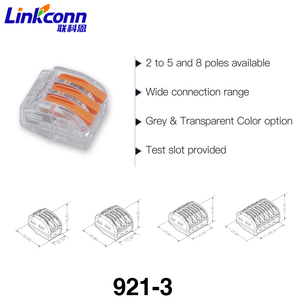 Linkconn 3 Way <b>Wire</b> Connector 921-3 Quick Connect Terminal Block Orange Lever Type Terminal Quick <b>Wire</b> Accessories Connector - Product Image 4