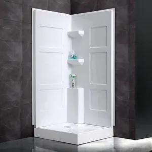 新型浴室白色淋浴墙环绕套件，带丙烯酸墙板
