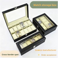 Boîte de présentation en cuir pour montres avec couvercle transparent, étui de rangement multi-emplacements pour collection de montres-bracelets