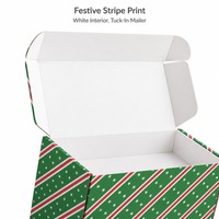 Boîte cadeau personnalisée à rayures de Noël, motif étoile verte, blanche et rouge, avec fermeture à rabat, vente en gros, directement de l'usine pour la vente au détail