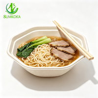 Bol hexagonal SUMKOKA 1000 ml en bagasse de canne à sucre, résistant à la chaleur, compostable, jetable, avec logo personnalisé, vente en gros
