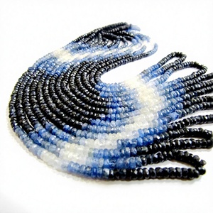 Cuentas de zafiro azul natural de 3-4 mm, hilo de cuentas de zafiro de Birmania de 8 pulgadas de largo - Product Image 1