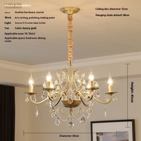 Lustre moderne de luxe en fer forgé doré et cristal grande suspension en métal pour salon avec installation suspendue pour la maison et l'hôtel