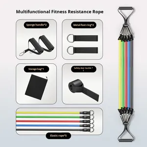 Ensemble de 11 bandes de résistance multifonctions en TPE pour jeunes et adultes - entraînement complet du corps, corde élastique, sport et <span class=keywords><strong>fitness</strong></span> - Product Image 4