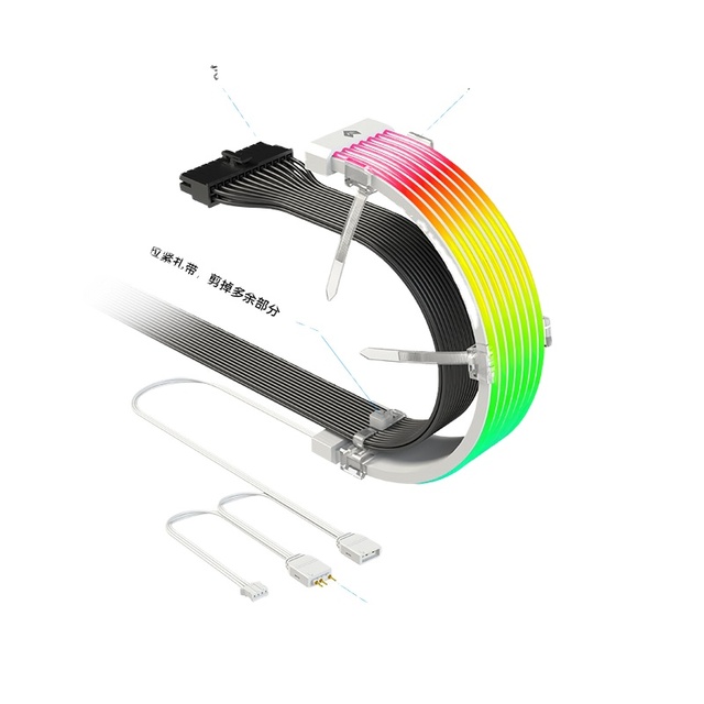 PC Case PSU Extension ARGB Cable Neon Color Line Copper PC RGB Cable Sleeved ARGB Extension Custom Power Supply