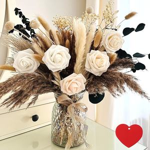 Roses artificielles bouquets d'herbe de pampa séchée bouquets de <span class=keywords><strong>fleurs</strong></span> <span class=keywords><strong>séchées</strong></span> pour la décoration intérieure-pour la Saint-Valentin Vase de Noël - Product Image 1