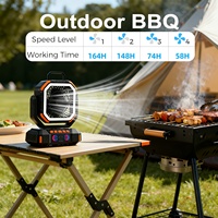 Ventilateur de camping portable 3-en-1 F22S 40000mAh avec lampe et batterie externe, 4 vitesses de vent réglables, lumière LED à intensité variable, batterie longue durée
