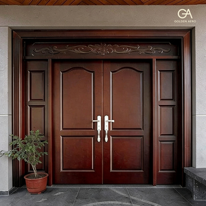 GA-55S Curve Craved <b>design</b> Side Panelx Hardwood <b>Solid</b> Core <b>Main</b> Entrance Front Double <b>Door</b> - Product Image 1
