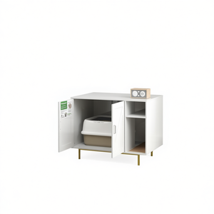 Caja de Arena para Gatos Rectangular de Bambú de 65 L, Accesorio de Limpieza para Mascotas de Funcionamiento Manual - Product Image 1