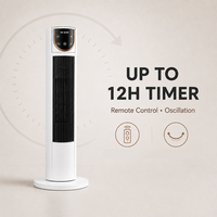Radiateur tour oscillant mécanique sur pied avec minuterie 12 heures, télécommande et chauffage réglable pour les utilisateurs en chambre