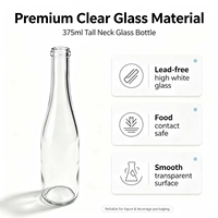 Botol Kaca Bening Matte Leher Panjang Kosong dengan Ukiran dan Tutup Gabus untuk Anggur, Anggur Buah, Minuman