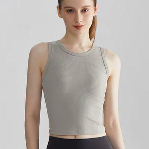 Camiseta sin Mangas Ajustada y Sexy de Punto con Logotipo Personalizado en Relieve, de Spandex/Poliéster, para Yoga, Tenis, Entrenamiento y Ejercicio para Mujer - Product Image 3