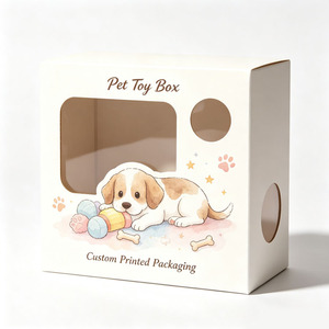 Emballage de jouets pour animaux de compagnie, boîte personnalisée avec logo, boîte en carton rigide avec fenêtre pour les jouets pour chiens et chats, impression quadricolore - Product Image 3