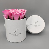 Boîtes à fleurs rondes en papier avec boîte imprimée avec logo personnalisé pour roses boîte d'emballage ronde cadeau pour fleurs