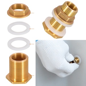 With 2 Upgrade Rubber Gasket <b>Ring</b> Solid Brass Water Tank Connector Double Theaded Bulkhead Fittings - Product Image 4