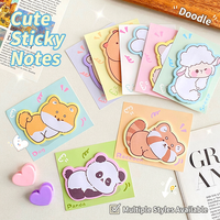 Bloc-notes autocollants mignons en forme d'animaux de dessin animé, bloc-notes adhésifs, cartes de rappel pour étudiants, bureau, études