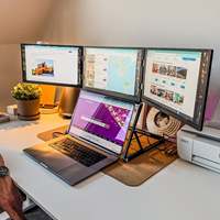 Monitor Portátil Triple de 18.5 Pulgadas, 3*18.5 Pulgadas, 2K, Carcasa de Aluminio, Pantalla Triple Extendida para Viajes de Negocios y Trabajo Remoto