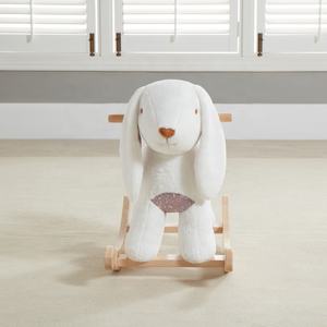Fournisseur de l'usine OEM unisexe 2-4 ans unisexe en bois lapin chaise berçante mignon lapin en <span class=keywords><strong>peluche</strong></span> tissu Ride jouet <span class=keywords><strong>animal</strong></span> en bois à <span class=keywords><strong>bascule</strong></span> - Product Image 2