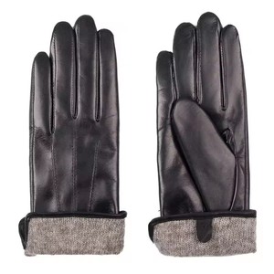SLW005 ผู้หญิงสีดําฤดูหนาวขับรถซับในถุงมือหนัง Lambskin ของแท้สําหรับสุภาพสตรี - Product Image 4