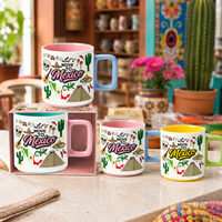 Mug en céramique souvenir du Mexique, imprimé avec des monuments folkloriques mexicains, pour tasse à café en grès, design personnalisé, OEM ODM, vente en gros
