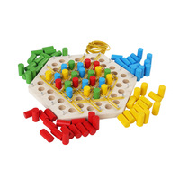 Jeu de société d'échecs triangulaires multijoueur, jeu de société d'échecs en chaîne, jeu de société familial interactif, exercice cérébral, jouet éducatif en bois pour enfants