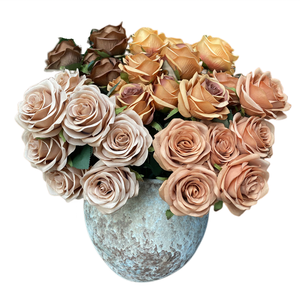 ดอกกุหลาบสีแดงเข้ม9หัว,ดอกกุหลาบประดิษฐ์สำหรับตกแต่งงานแต่งงาน - Product Image 5