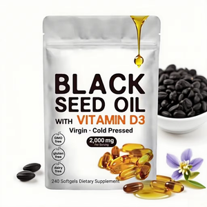 OEM Etiqueta Privada Vitamina D3 Aceite de Semilla Negra 240 Cápsula de Gel Blando Prensado en Frío Logo Suplemento Antioxidante Soporte de Salud Pulmonar - Product Image 1
