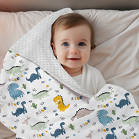 Couverture Bébé Imprimé Dinosaure Dessin Animé Minky Doux Sensoriel Apaisant Jeté Couverture d'emmaillotage pour Tout-petit Quatre Saisons Anti-boulochage GRS OEKO TEX