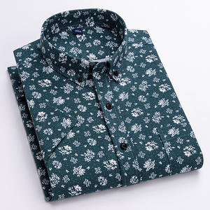 Kemeja Pria Musim Panas 2024 Motif Bunga 100% Katun, Cetak Hawaii, Kerah Lapel, Model Slim Fit, Lengan Pendek - Product Image 2