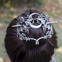 Clip à cheveux gothique Halloween Lune Chauve-souris, bâton à cheveux viking coulissant, bijoux pour femmes, cadeau