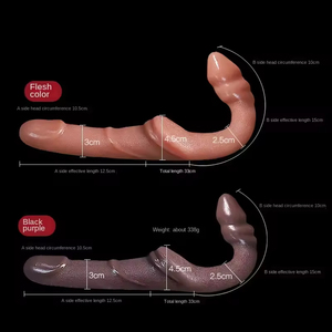 Dildo réaliste en silicone souple à double tête pour couples lesbiens, jouet sexuel pour femmes. - Product Image 1